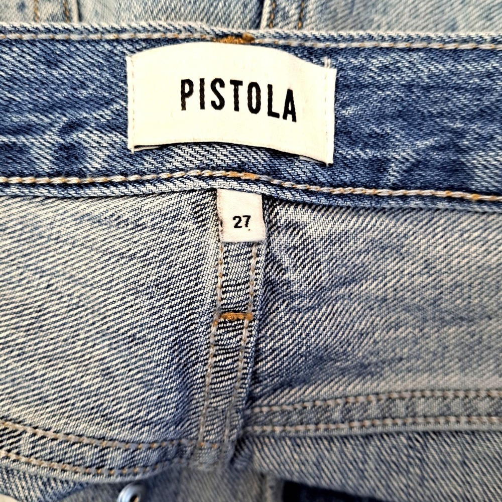 Pistola Aries Straight Leg Jeans Womens 27 Light Wash Silver Allover Stud Detail - Picture 8 of 13